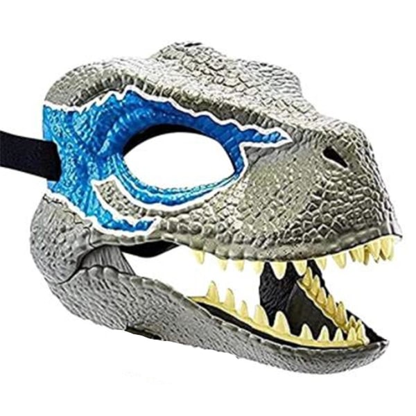 Blue Dinosaur Mask - Jurassic World Raptor Dinosaur tilbehør - Let at bære med sikker rem - Dino Cosplay