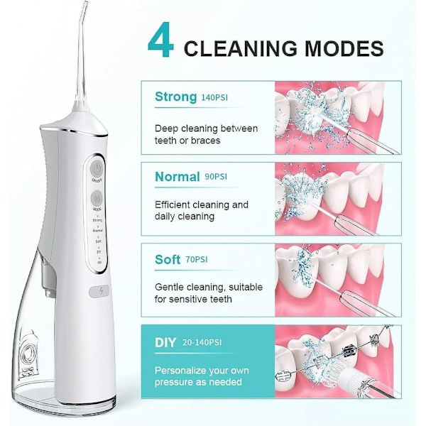 Oral Irrigator Trådlös Vattentråd 4 Lägen & 5 Munstycken