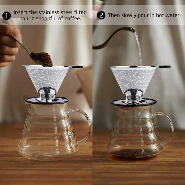 Genanvendelig Kaffe Drypper i Rustfrit Stål til Hæld-Over Kaffe