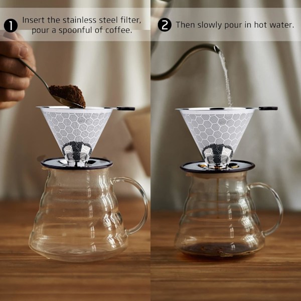Rustfritt Stål Gjenbrukbar Kaffe Drypper for Håndbrygget Kaffe