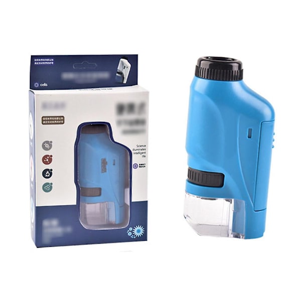 Handhållen mikroskop 60-120x fickmikroskop LED-ljus bärbar mini-mikroskop Blue
