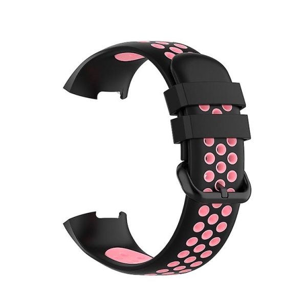 Til Fitbit Charge 4 / Charge 3 Se urknap To farver Silikone erstatningsrem Urrem Black Pink