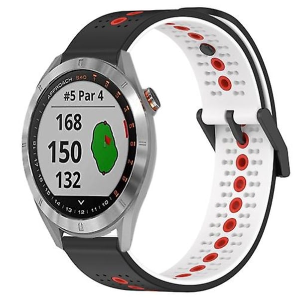 För Garmin Approach S40 20mm Tricolor Andningsbart watch Black-White-Red