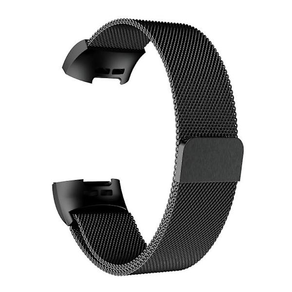 Til Fitbit Charger 3 Metal Magnetic Metal Watch Band Black