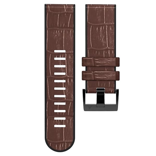 Til Garmin Fenix ​​7/6 Pro/5 Plus 22 mm Crocodile Texture Silikone læderurrem Coffee