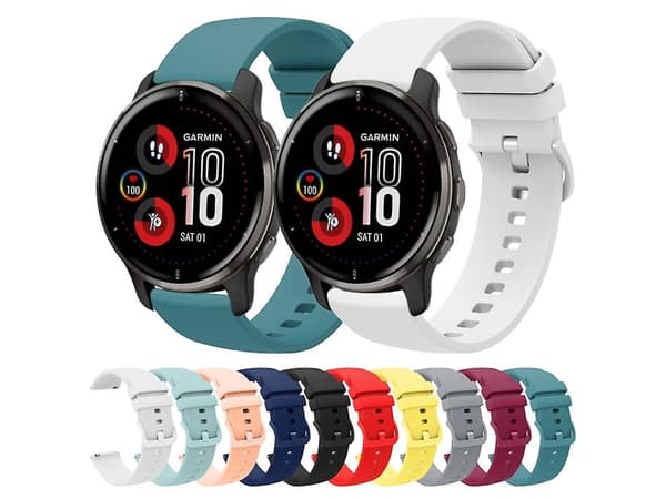 Rem for Garmin Venu 2 Plus 20 mm Rosa Solid Color Myk Silikonklokke Rem