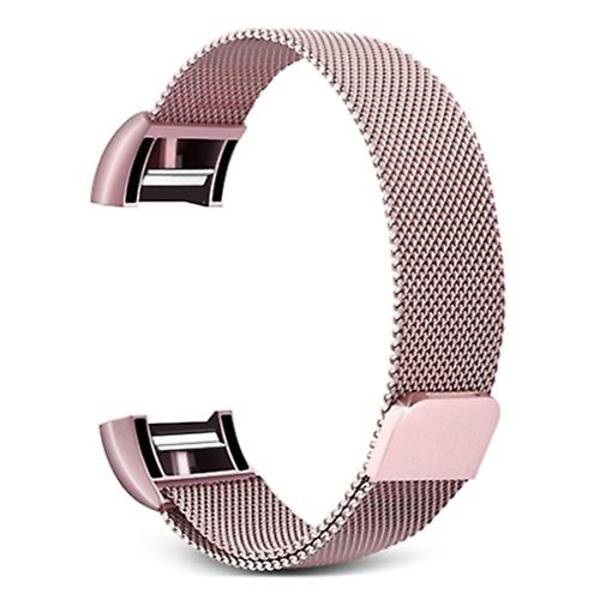 Smart Watch rustfrit stål urbånd til Fitbit Charge 2 Pink