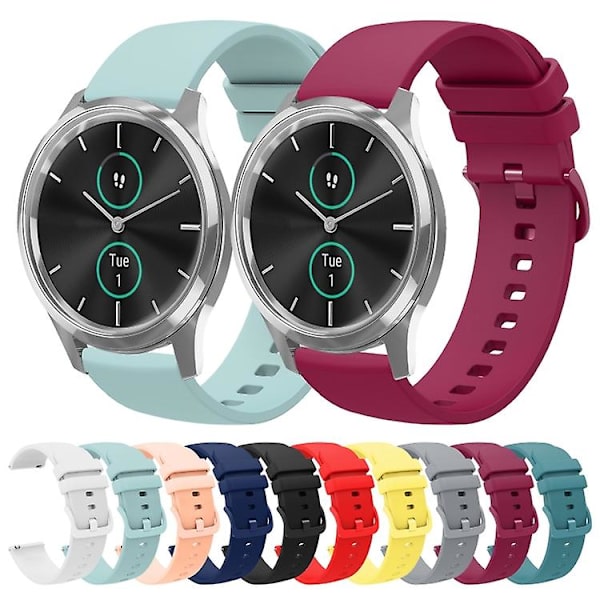 För Garmin Vivomove Luxe 20 mm Solid Color Soft Silikon Watch Band Black