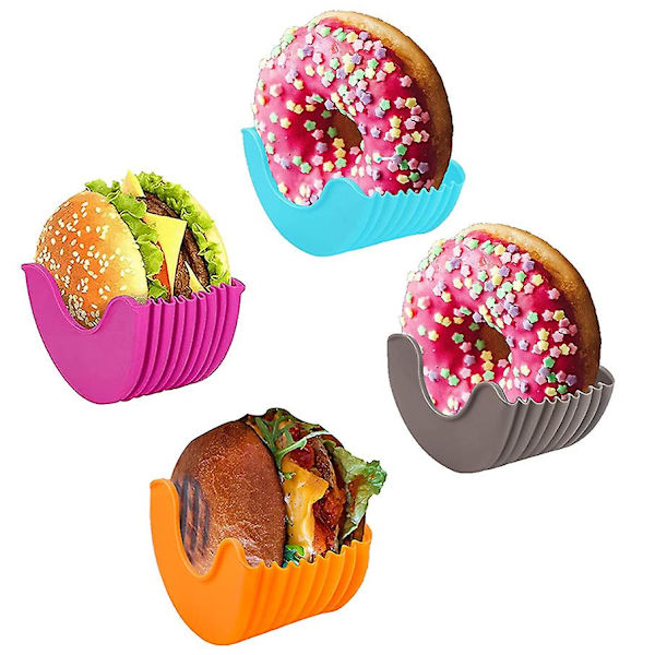 4 stk Hamburger Buns Fast Boks Burger Holder Sandwich Holder Gjenbrukbar Blue 4pcs