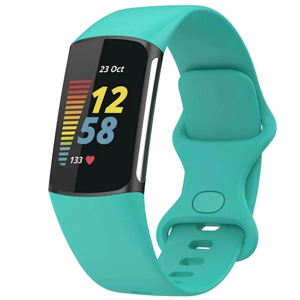 Rem til Fitbit Charge 5 / Charge 6, blød silikone, justerbar, vandtæt, sportsarmbånd, rem