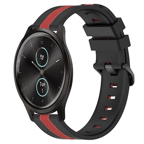 For Garmin Garminmove Style 20 mm vertikalt tofarget silikonklokkebånd Black-Red