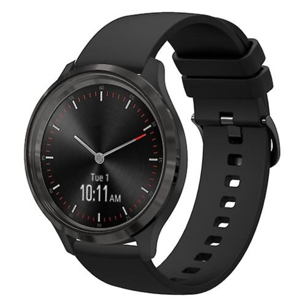 Til Garminmove 3 20 mm ensfarvet blød silikone urrem Black