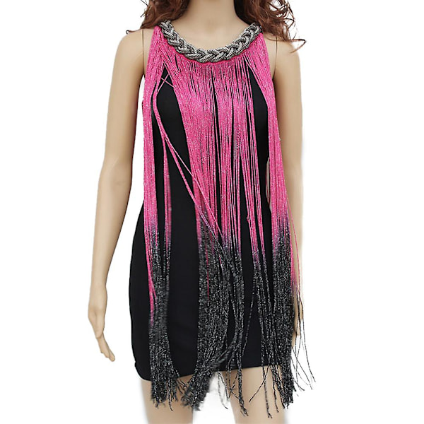 Kvinners O-hals Sequin Frynser Flapper Dansekjole Latin Salsa Ballroom Kostyme Gatsby Cocktailkjole Rose red