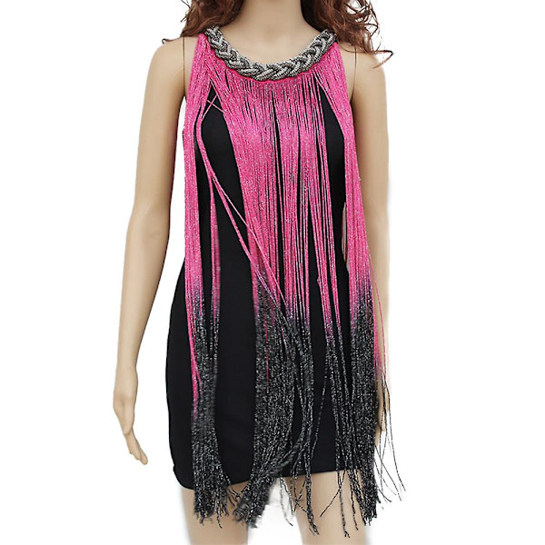 Kvinnor O-hals Sequin Fringe Flapper Dansklänning Latin Salsa Ballroom Kostym Gatsby Cocktailklänning Rose red
