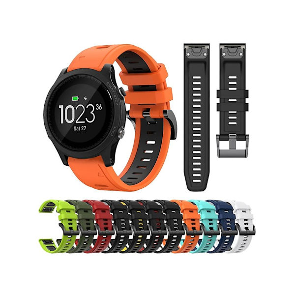 Garmin Forerunner 935:lle 22 mm:n kaksiväriset mustavalkoiset urheilusilikonirannekkeet