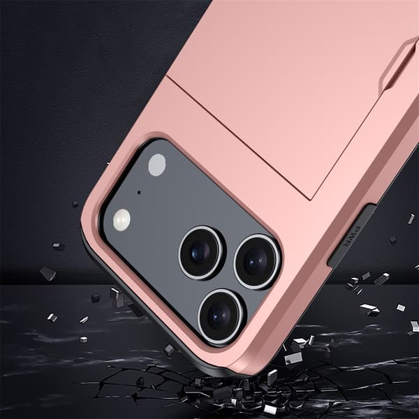Deksel til iPhone 17 Pro Max, fallsikkert beskyttelsesdeksel med kortholder, Grå