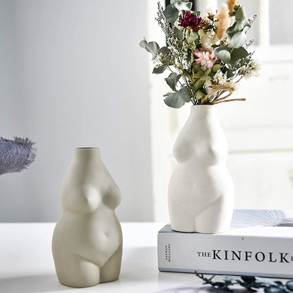 Kvinnlig kropp Vas Konst Design Keramisk Blomkruka Kvinna Torso Staty Liten Vas Rökelsehållare För Hemmakontorsdekoration Boho Dekor