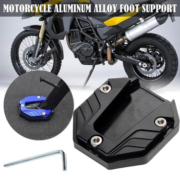 Motorcykelcykler Kickstand Extender Fødder Side Stand Extension Pad Støtteplader Black