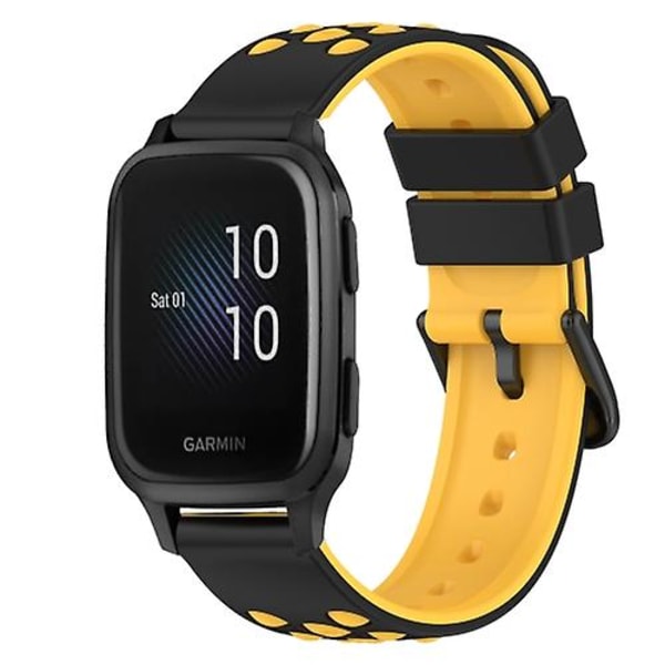 Til Garmin Venu Sq 20 mm tofarvet silikoneurrem Black-Red