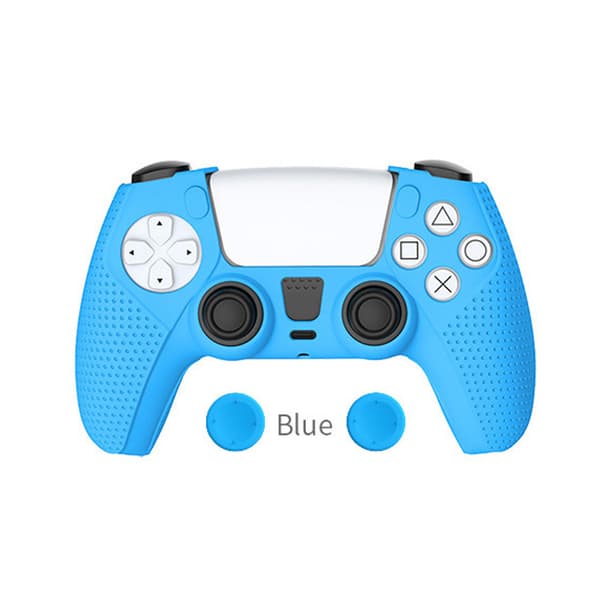 Sklisikkert silikondeksel for PS5-kontroller med joystick-hette, blå