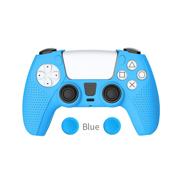 Skridsikkert silikoneetui til PS5-controller med joystick-hætte, blå