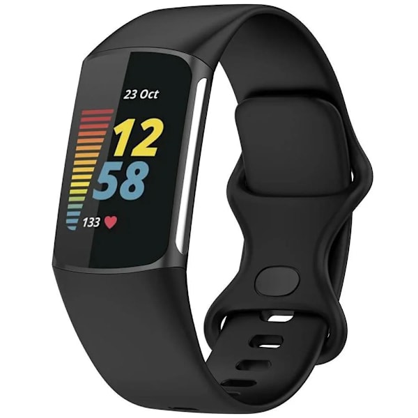 Rem til Fitbit Charge 5 / Charge 6, blød silikone, justerbar, vandtæt, sportsarmbånd til kvinder og mænd