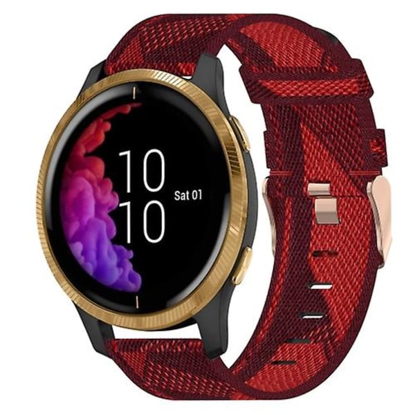 Til Garmin Venu 20 mm nylonvævet urrem Red