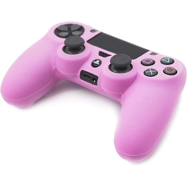 PS4-kontrollskena, halkfri greppsilikonöverdragsskyddsfodral kompatibelt med PS4 Slim/PS4 Pro trådlös/trådbunden spelkontroll med 2 kattassar