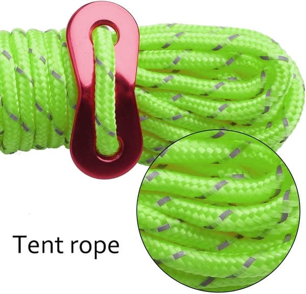 Tältlina - 6-pack 4 mm reflekterande lina för camping