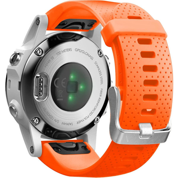 Erstatningsrem for Fenix ​​5s Plus/fenix 6s Pro/fenix 7s/d2 Delta S Smartwatch (sølvspenne-mørkeblå) Orange