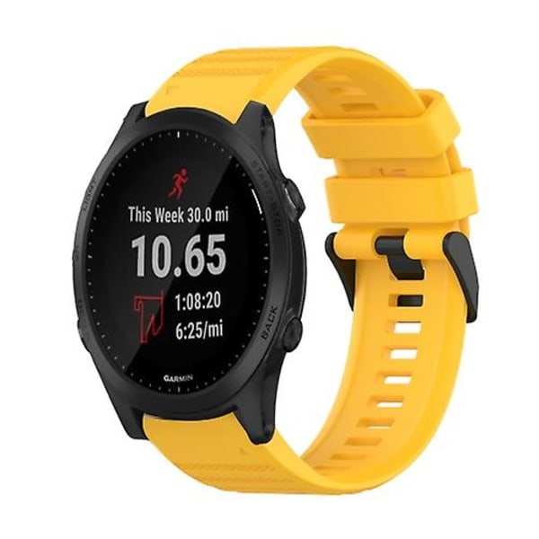 For Garmin Forerunner 945 22 mm horisontal tekstur silikonklokkerem med fjerningsverktøy Yellow