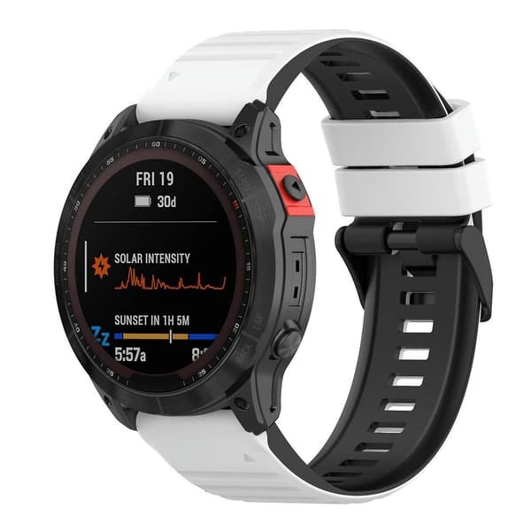 Silikonrem for Garmin Fenix 7 22mm White Black