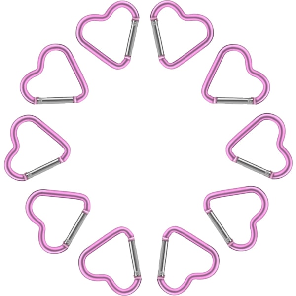 Hjerteformede Snap Hooks (10 ST) - Nøglering Karabinhager Clips