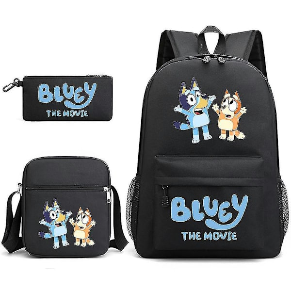 Bluey Tredelad skolväska ryggsäck Black 4