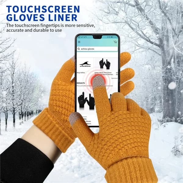 Vinter Varme Touchscreen Handsker Dame Herre Mode Strikkede Handsker, rød
