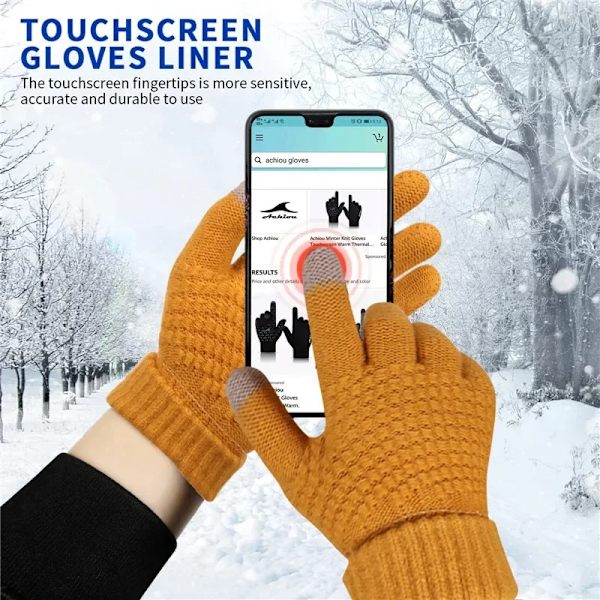 Vinter Varme Touchscreen Handsker Kvinder Mænd Mode Strikkede Handsker, Mørkegrå