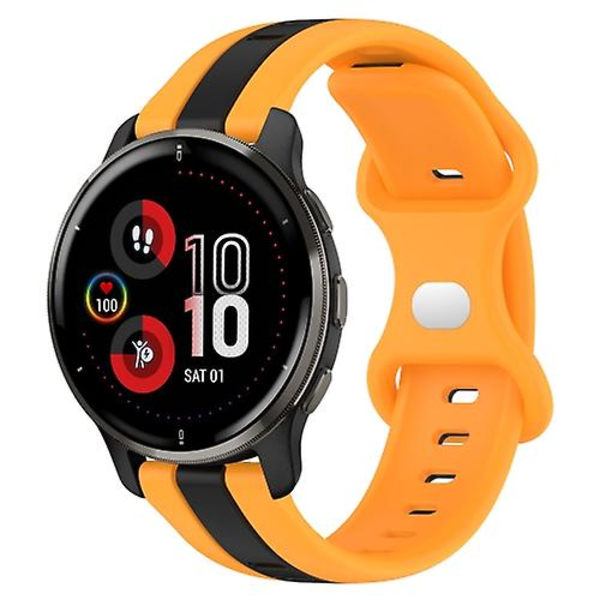 For Garmin Venu 2 Plus 20 mm sommerfuglspenne Tofarget silikonklokkerem Black-Yellow