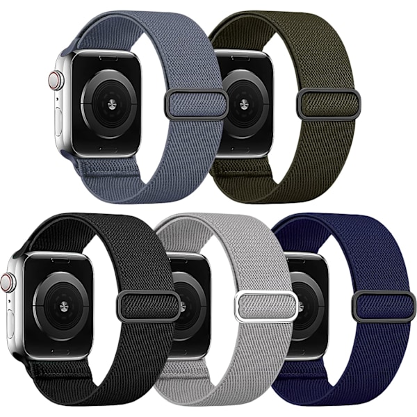 5-pak strækbart nylon kompatibelt til Apple Watch rem 38 mm A 38mm/40mm/41mm
