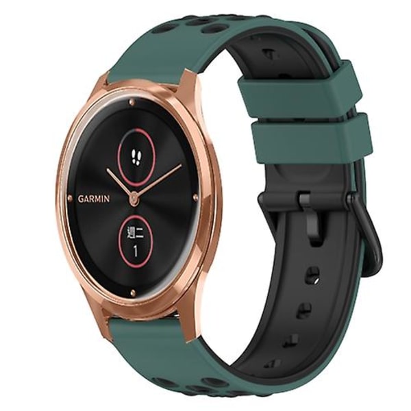 Til Garmin Garminmove Luxe 20 mm tofarvet silikone urrem Olive Green - Black