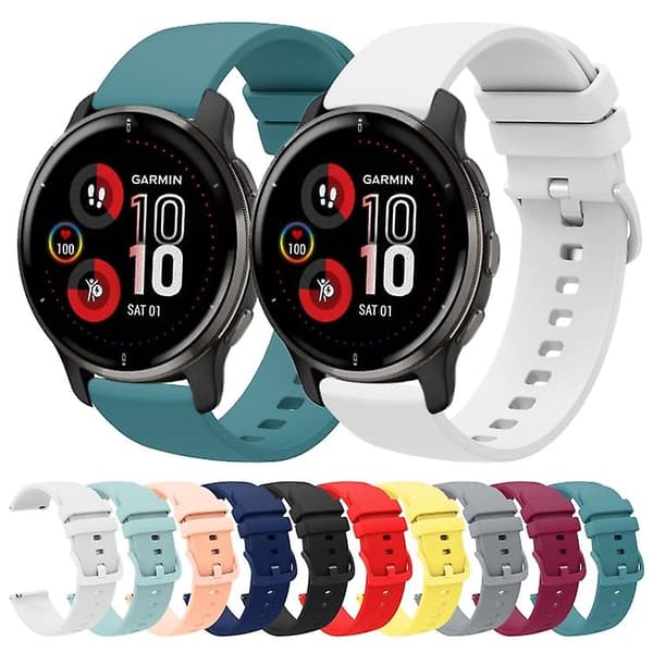 Til Garmin Venu 2 Plus 20 mm ensfarvet blød silikone urrem Sapphire Green