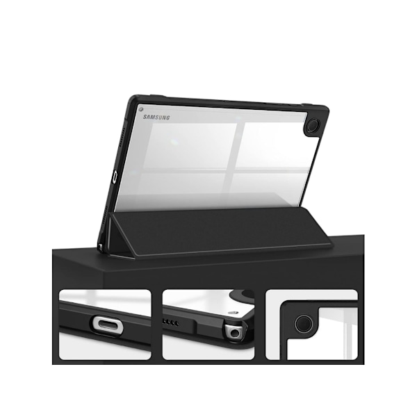 Crystal Folio Fodral för Samsung Galaxy Tab A9 8.7 Svart