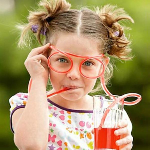 Barn halmglass Morsomme drikkesuger Gjenbrukbare Party Game Crazy Drink Gift