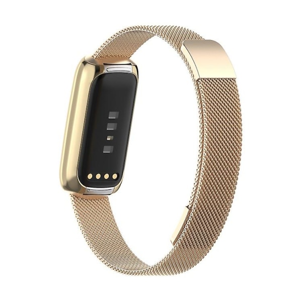 Erstatningsstropp i rustfritt stål Magnetisk Milan Fashion-armbånd for Fitbit Luxe champagne gold