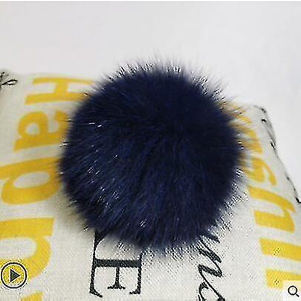 Hatut Käsintehty todella suuri hiuspallo turkishousu soljella Fox fur navy blue a
