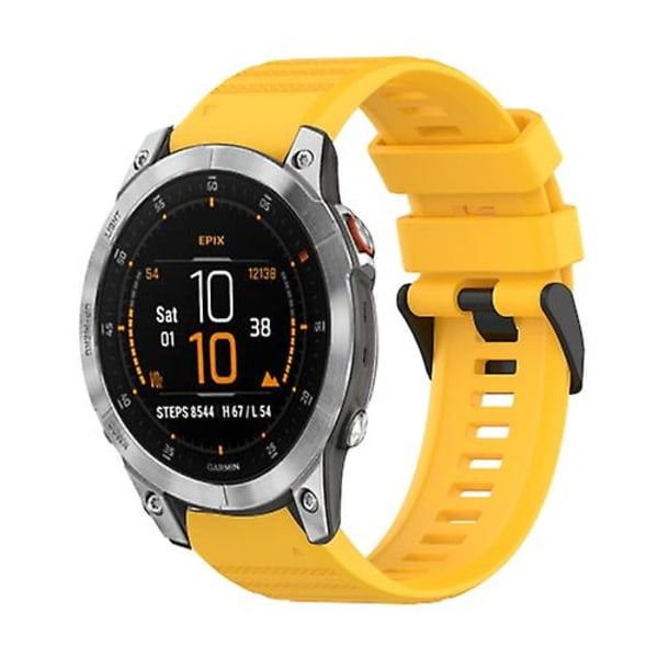 Til Garmin Epix Gen 2 22 mm horisontal tekstur silikone urrem med værktøj til fjernelse Yellow