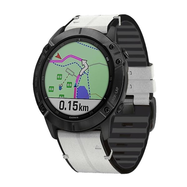 For Garmin Fenix 6 Silikon + Lær Hurtigutløser Klokkereim ZUQ Light Grey