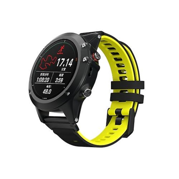 Til Garmin Fenix ​​6 tofarvet silikone urrem Black Yellow