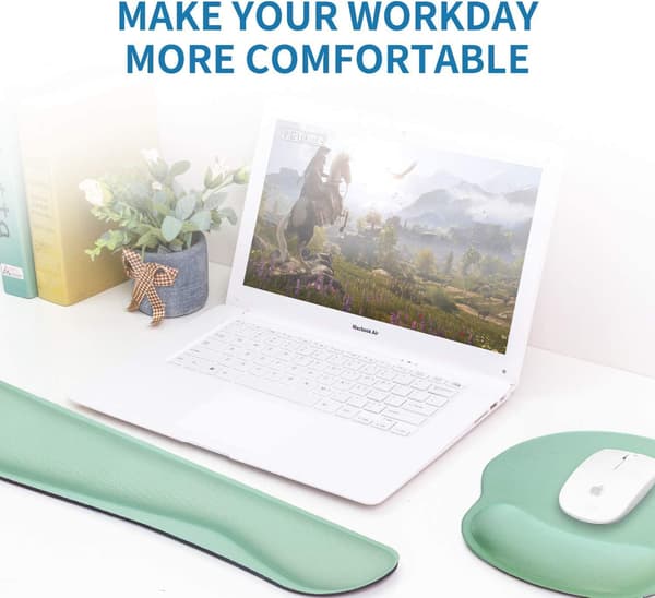 Ergonominen näppäimistön hiirimatto geelirannetuki, vihreä
