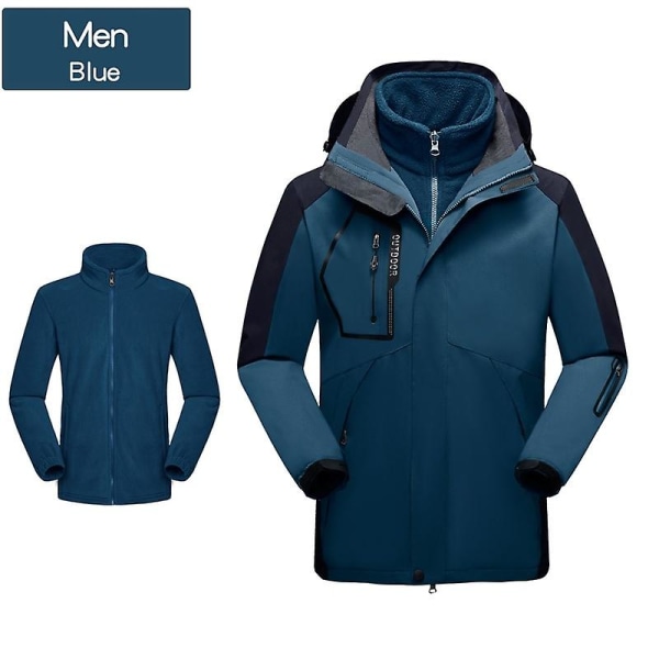 Dame Ski Wear Winter Warm Ski Hettegenser Sett Vindtett Vanntett 3 I 1 jakke blue l