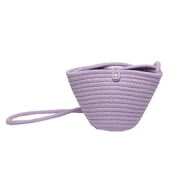 Handstickad axelväska för kvinnor Mode virkad strandväska purple